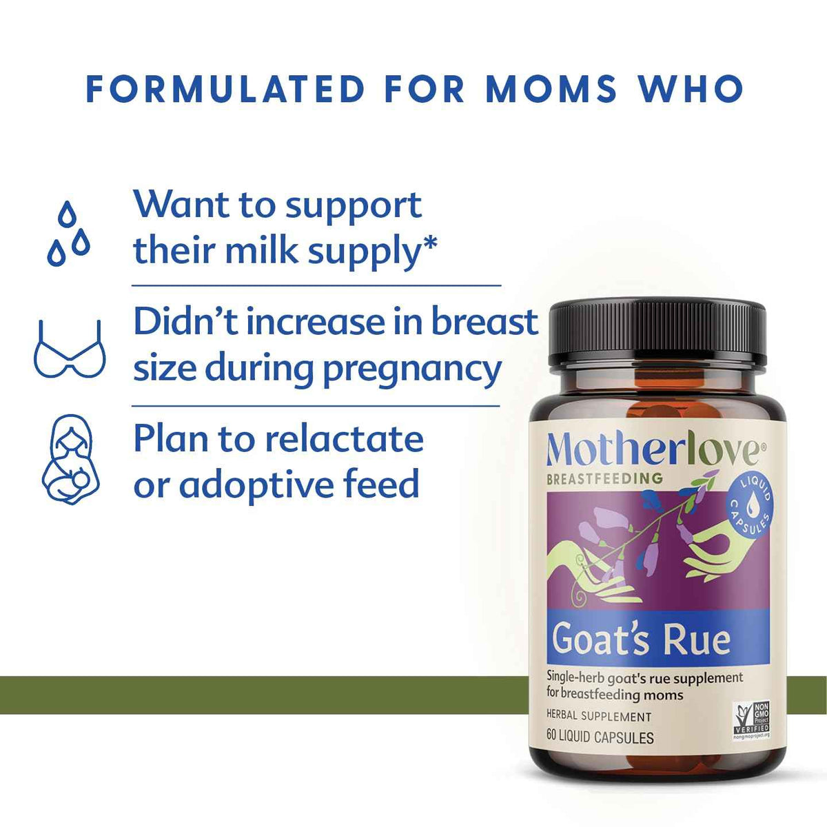 Motherlove Goat’s Rue (120 Liquid caps) Lactation Supplement for Breast Tissue Development & Supporting Breast Milk Supply —Non-GMO,