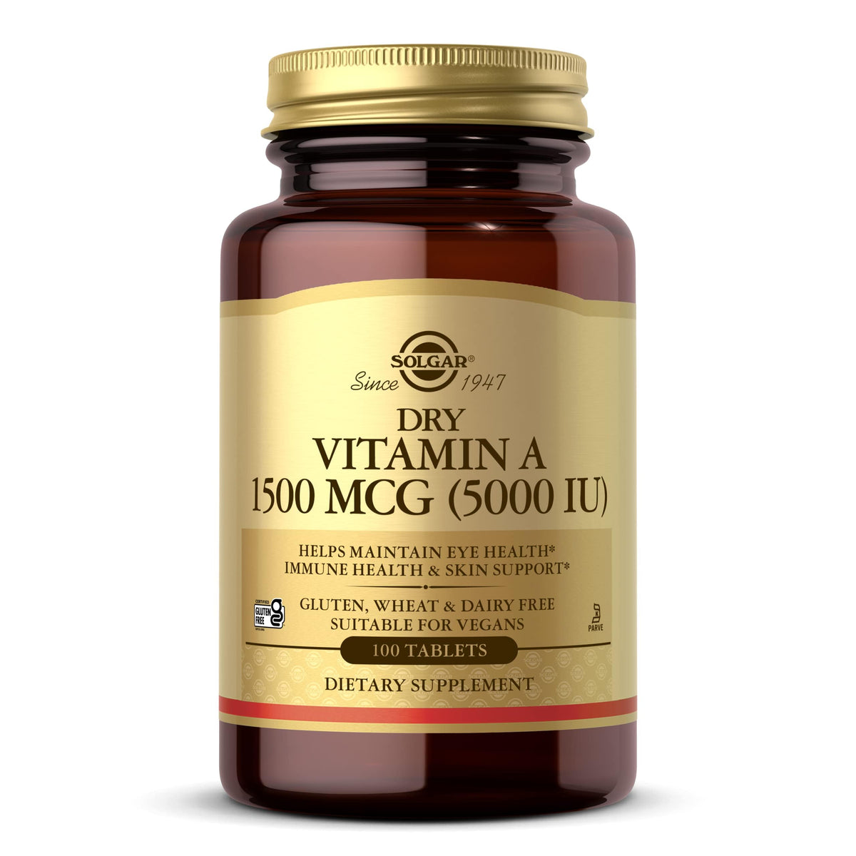 Solgar Dry Vitamin A 1500 mcg (5000 IU), 100 Tablets - Supports Healthy Eyes, Skin & Immune System - Non-GMO, Vegan, Gluten Free
