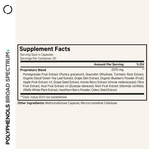 Codeage Polyphenols Broad Spectrum Supplement - Blend of 15 Berries, Fruits, and Botanical Extracts, Decaf Green Tea Leaf, Quercetin, Resveratrol, Pomegranate, Turmeric - Non-GMO - 120 Capsules CodeageBuy Supplements Australia