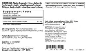 Klaire Labs SFI Health Lithium Orotate 4.8 mg - May Help Balance Mood - Bioavailable Lithium Orotate Supplement - Trace Minerals Promote Focus, Memory, Cognitive & Mood Support (120 Capsules) SFI HealthBuy Supplements Australia