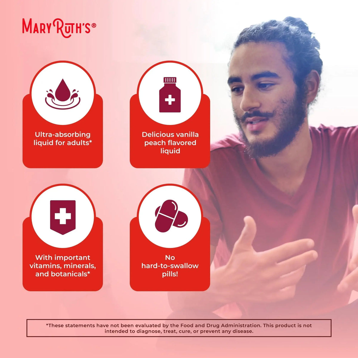MaryRuth Organics Multivitamin for Men | USDA Organic | Sugar Free Mens Multivitamin Liposomal | Liquid Vitamins for Men | MARYRUTH'S