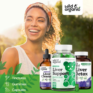 Wild & Organic Liver Support Gummies - Milk Thistle, Dandelion Root Extract for Liver Cleanse Detox - 60 Silymarin Milk Thistle Gummies