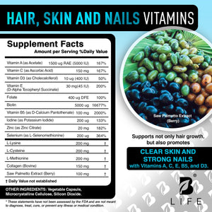 Men’s Hair Growth Supplement – Biotin & Collagen Hair Vitamins for Men – Thicker, Fuller Hair, Nail & Scalp Support – Hair Loss Supplement with Zinc, Selenium & Vitamins A C D E – 240 Capsules B Life CompanyBuy Supplements Australia