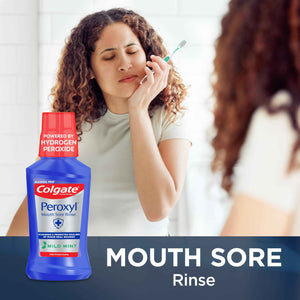 Colgate Peroxyl Alcohol Free Mouthwash with 1.5% Hydrogen Peroxide, Mouth Sore Rinse for Canker Sores, Oral Irritations,
