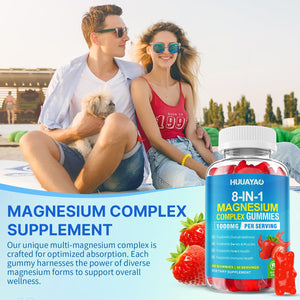 Magnesium Complex Gummies for Women Men 8 in 1, Magnesium Glycinate, Citrate, Malate, Taurate, Supports Bones, Muscle, Nerve Health, Sugar-Free, Vegan Non-GMO, Strawberry Flavor, 120 Count HUUAYAO buy supplements Au