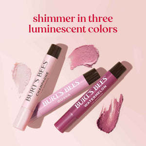 Burt's Bees Lip Shimmer Pink Collection, Tinted Lip Balm Stick, Moisturizing for All Day Hydration with Natural Glowy Pigmented Finish & Buildable Color, 3 Shades, Value Pack, 0.09 oz., Three Tubes
