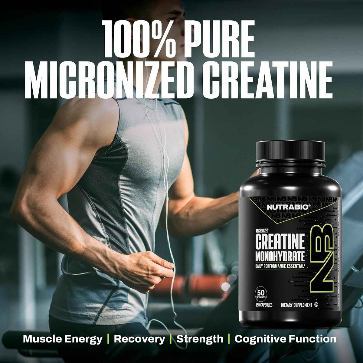 NutraBio Pure Micronized Creatine Monohydrate Capsules, Creatine Pills, Supports Bulk Muscle Energy, Recovery, and Strength - Keto Friendly, Kosher, Creatine Nutritional Supplement for Men and Women