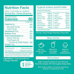 Further Food Unflavored Collagen Peptides Powder - 100% Grass-Fed, Hydrolyzed Type 1 & 3, 20g of Collagen per Serving