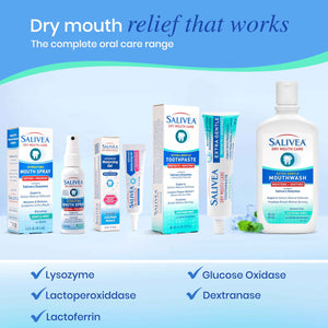 SALIVEA Dry Mouth Toothpaste (2 Pack) — 4.3 oz Each, Anticavity Fluoride, Natural Salivary Enzymes, Xylitol & Calcium, SLS-Free,
