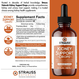 Strauss Naturals Kidney Support Drops – Herbal Kidney Support Supplement for Men and Women – Helps with Kidney Health and Urinary Tract Function – Vegan & Non-GMO – Spearmint Flavored – 100 ml Bottle Strauss HeartdropsBuy Supplements Australia