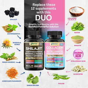 Parrox Adaptogen & Beauty Bundle – Rhodiola, Panax Ginseng, Ashwagandha, Cordyceps, Turmeric, Collagen, Biotin, Keratin, MSM, Hyaluronic Acid, Zinc, Quercetin, Vitamin C, A & E, Folate, Magnesium ParroxBuy Supplements Australia