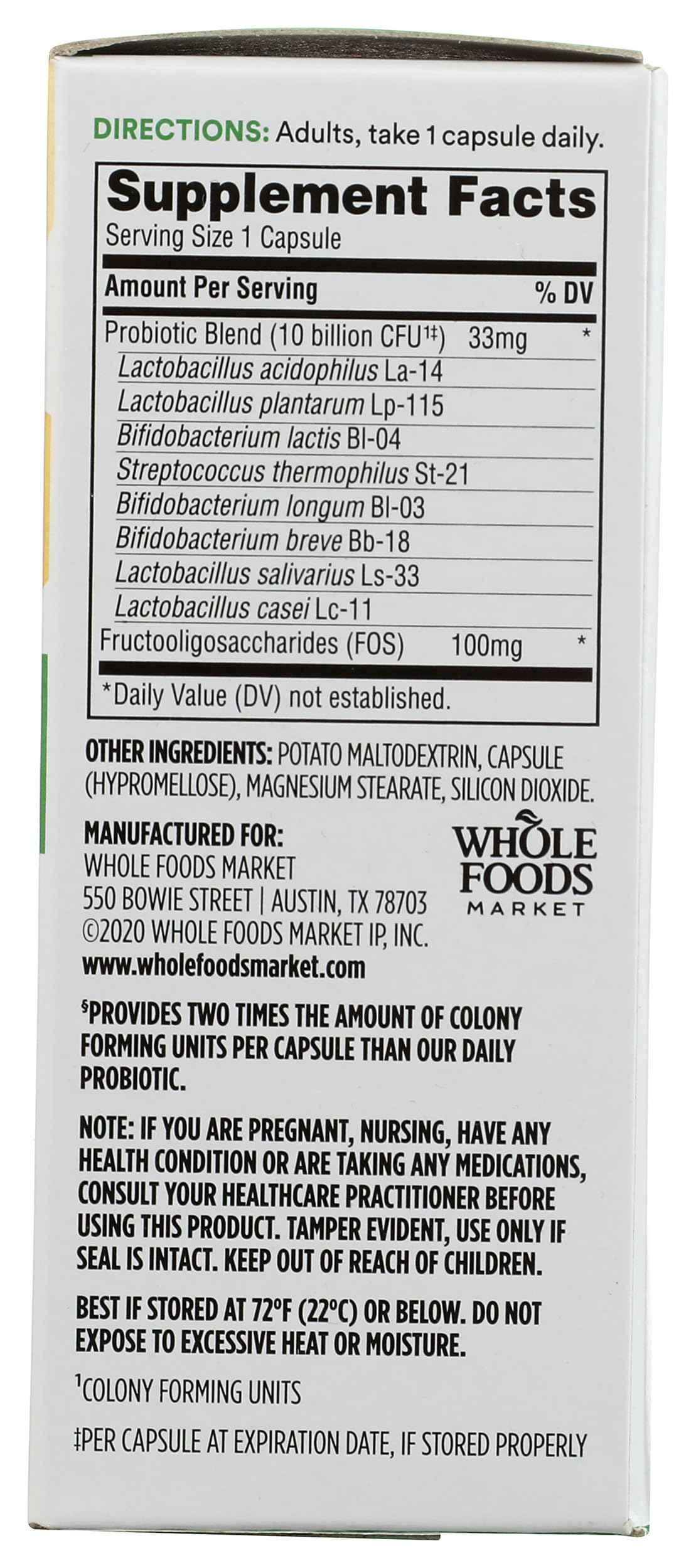 365 by Whole Foods Market, Extra Strength Daily Probiotic 10 billion CFU, 30 ct