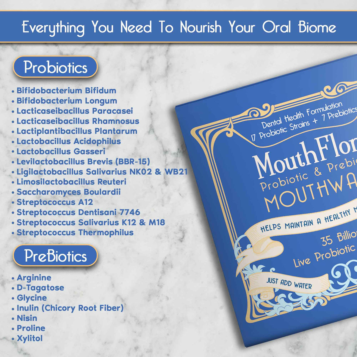 Probiotic & Prebiotic Mouthwash | Gentle Mouthwash for Sensitive & Oral Thrush-Prone Mouths | Soothing, pH Balancing