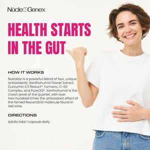 Nucleogenex - Nutralize - The Key to Supporting a Healthy Aging Process and Immune System - Potent Blend for Powerful Cell Protection - Xanthohumol, CurcuPrime, C-60 Complex, PureQQ - 30 Capsules NucleOGenex buy supplements Au