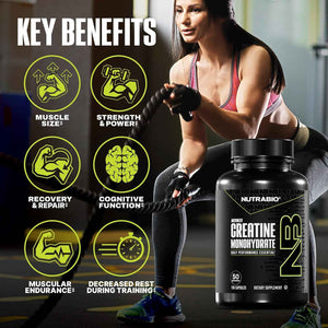 NutraBio Pure Micronized Creatine Monohydrate Capsules, Creatine Pills, Supports Bulk Muscle Energy, Recovery, and Strength - Keto Friendly, Kosher, Creatine Nutritional Supplement for Men and Women