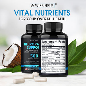 Neuropathy Support Natural Nerve Discomfort Relief - Made in USA - Nerve Antioxidant for Trigeminal Neuralgia, Diabetic & Peripheral Neuropathy - Hands, Neck, Feet & Toes Treatment Formula - 60 Caps WISEHELPBuy Supplements Australia