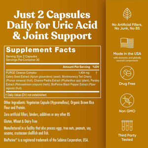Eu Natural Purge Uric Acid Flush - Eat & Drink What You Want - Uric Acid Support for Joints & Mobility with Celery Seed, Tart Cherry