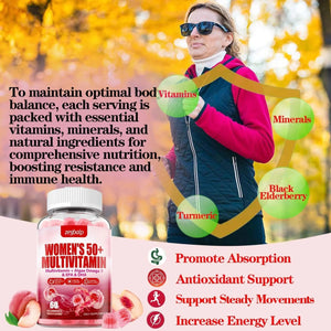 ZEGBALP Sugar-Free Womens Multivitamin 50 Plus Gummies with Calcium, Magnesium, Zinc, Vitamin A, C, D3, E, K2, B Complex, Folate, Biotin ZEGBALP