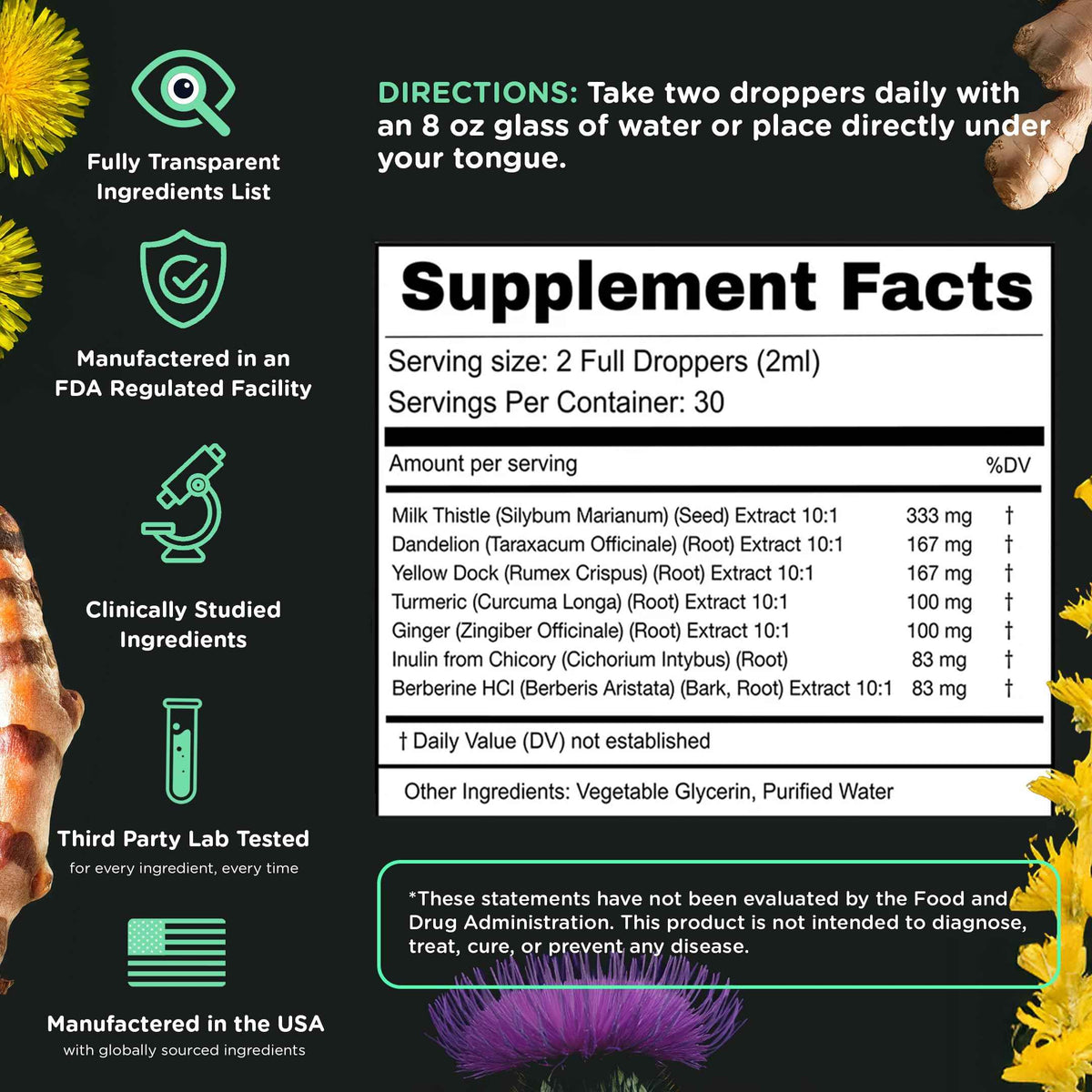 SuperBonsai Milk Thistle Herbal Liquid Supplement - Doctor-Formulated Botanical Blend with Milk Thistle and Dandelion Root - Vegan Non