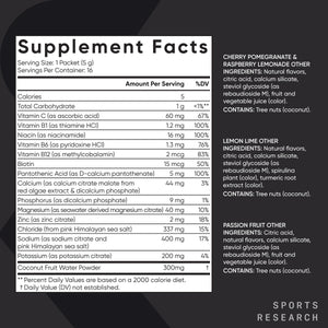Sports Research® Hydrate Electrolytes Powder Packets - Sugar-Free & Naturally Flavored with Vitamins, Minerals, and Coconut Water - Supports Hydration - 16 Packets - Variety Pack Sports Research buy supplements Au