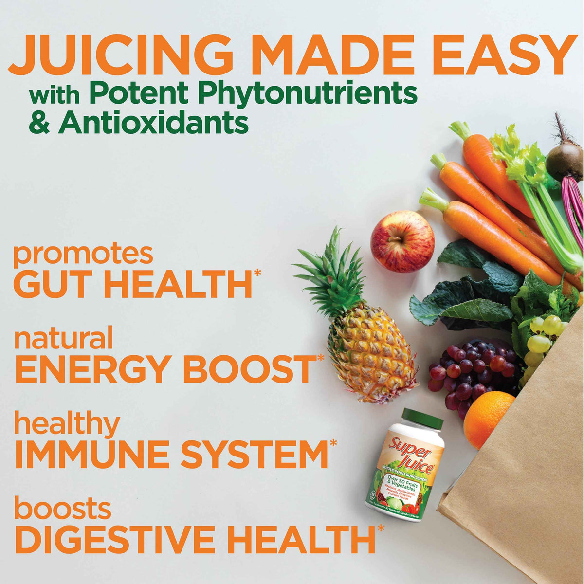 Super Juice Wholefood Supplement, Vegetable and Fruit Supplement, Phyto-Nutrient Formula, Potent Antioxidants