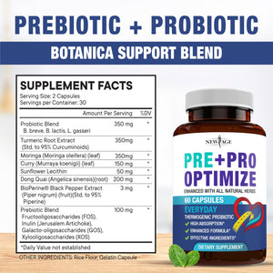 NEW AGE Pro Optimize Probiotics for Women, Menopause, Digestive Health - Support for Bloating, Hot Flashes, Joint Support, Night Sweats - Gut Health & Metabolism - Dong Quai (60 (Pack of 1)) NEW AGE buy supplements Au
