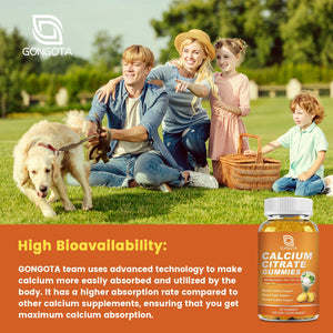 GONGOTA Calcium Citrate 1200mg with Vitamin D3 Gummies, Chewable Calcium for Bone, Muscle, Joints, Immune Support, Calcium Supplements for Women & Men,Sugar Free, Pineapple Flavor - 120 Gummies GONGOTABuy Supplements Australia