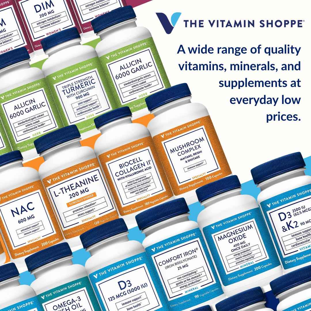 The Vitamin Shoppe Brand Omega 3 Fish Oil 1000mg with EPA DHA 500mg, Cardiovascular, Brain & Eye Health Support for Men and Women, Sourced from Anchovy,