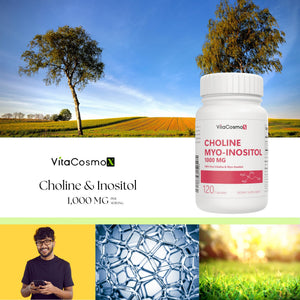 VitaCosmoX Choline and Myo-Inositol Supplement, 1000 mg Each, 120 Veggie Capsules 100% Vegetarian, Non-GMO & Gluten Free VitaCosmoX buy supplements Au