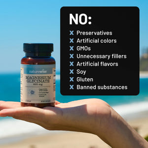 NatureWise Magnesium Glycinate 625 mg - High Absorption Chelated Magnesium Glycinate for Sleep, Relaxation, Muscle & Bones* - Gentle on Stomach, Vegan, Non-GMO - 30 Capsules[30-Day Supply] NatureWiseBuy Supplements Australia