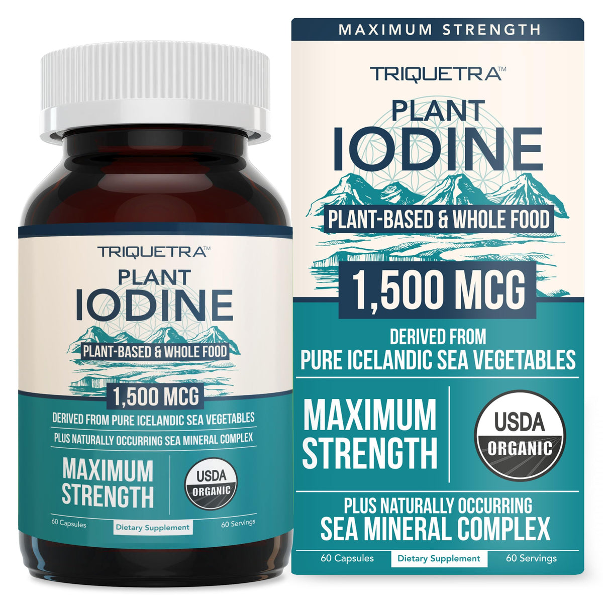 Organic Iodine Supplement from Sea Vegetable Complex, Whole Food & Raw Form - Iodine Plus Trace Mineral Complex - Contains Purest Icelandic Sea Kelp, Irish Moss & Bladderwrack (250 mcg)
