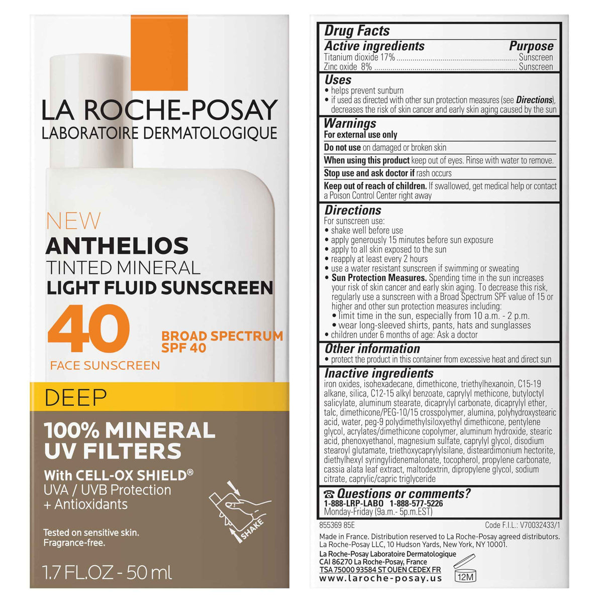 La Roche-Posay Anthelios Tinted Sunscreen SPF 40, Broad Spectrum SPF + Antioxidants, Titanium Dioxide & Zinc Oxide Sunscreen, 4 Flexible Shades With No White Cast