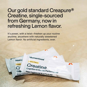 Momentous Creatine Lemon Monohydrate Powder - Creatine Powder - Supports Strength, Lean Muscle, & Recovery for Men & Women - NSF Certified for Sport - 6.49 g per Serving - 15 Servings